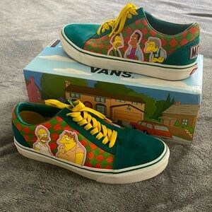 Vans x The Simpsons Green and Orange checkered Moes Tavern with original box.